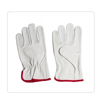 China Personal Protective White Driving Jersey Lining Leather Safety Gloves for sale