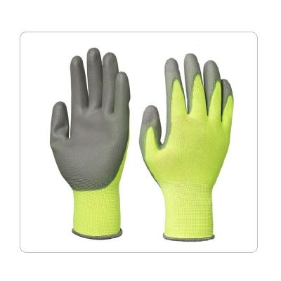 China Grijze Pu de Palmdeklaag hallo Vis Polyester Liner Gloves van precisiemachines Te koop