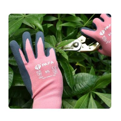 China Pink Nylon Spandex Sandy Latex Gloves For Cutting Flowers And Plants for sale