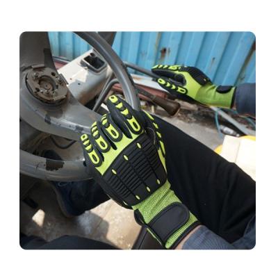 China Elastic Mechanics HPPE Impact Safety Gloves With Sandy Nitrile Dipping On Palm for sale