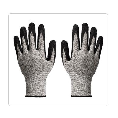 China HPPE Knitted Fiber Cut Resistant Safety Black Latex Gloves for sale