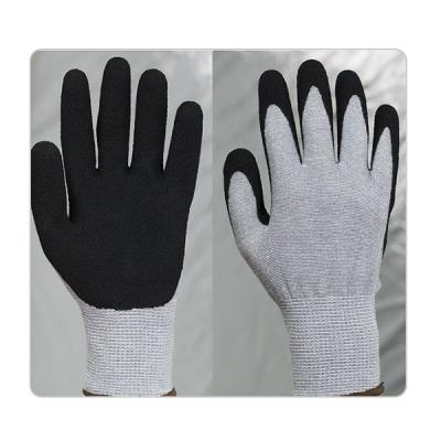 China El mantenimiento respirable Grey Bamboo Fiber Sandy Nitrile de la instalación cubrió guantes del trabajo en venta