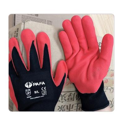 China 15 Gauge Elastic Seamless Black Nylon Box Handling Nitrile Gloves for sale