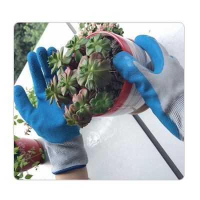 China 13 Gauge Polyester Liner Protective Gardening Latex Gloves For Fertilizer and Loosen The Soil for sale