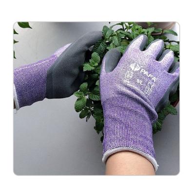 China 15 Gauge Purple Nylon Fiber Rubber Coated XXL Heavy Duty Gardening Gloves for sale