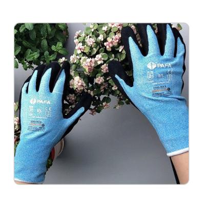 China 15 Gauge Blue Nylon Women's Black Nitrile Dipping Touch Garden Gloves for sale