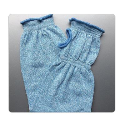 China Machine Washable Blue Elastic Seamless HPPE Cut Resistant Sleeves for sale