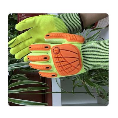 China Orange TPR Sewed On Back Anti Puncture Oilfield Impact Safety Gloves for sale