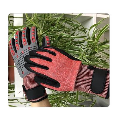 China Red 13G HPPE Yarn TPR Impact Resistant Work Gloves For Automotive Industry for sale