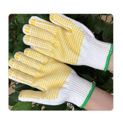 China 7 breit het maat Elastische Naadloze Witte Katoen met pvc Dot Knit Gloves For Construction Te koop