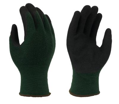 China 15 Gauge Black Seamless Liner Nitrile Palm Coated Gloves For Automotive Repair Shop for sale