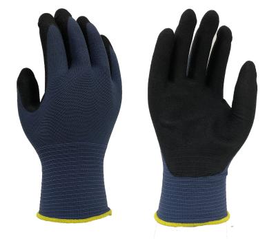 China Nahtloser Polyester Spandex, der schwarze Nitril-Handschuhe für die Automobilreparatur strickt zu verkaufen