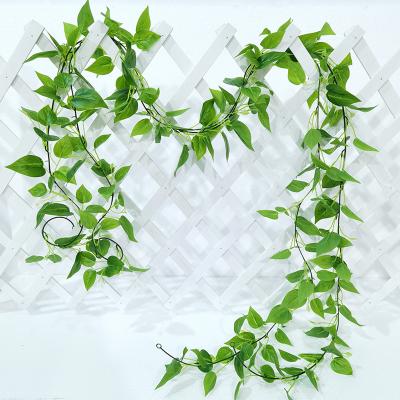 China Factory Direct Fabric/Silk/PVC Rattan Artificial Sweet Potato Watermelon Leaves Outdoor Party Arch Decoration Vines for sale