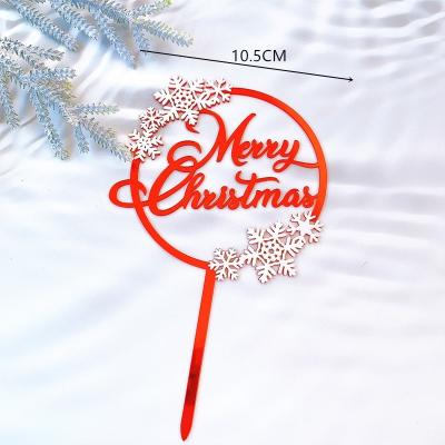 China DIY Supplies Merry Christmas Cake Decoration Christmas Carnival Snowflake Acrylic Baking Cake Topper for sale