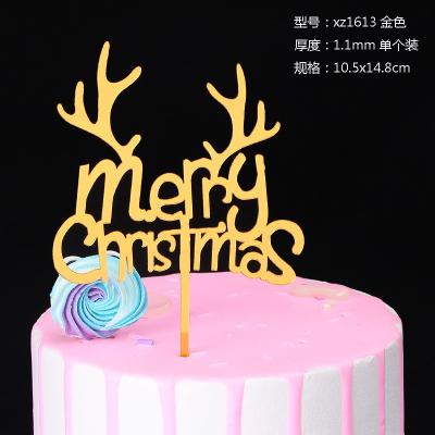 China NEW Christmas Party Supplies Merry Christmas Decoration Eco-Friendly Baking Cake Topper Decoration Acrylic Horn Acrylic Decor for sale