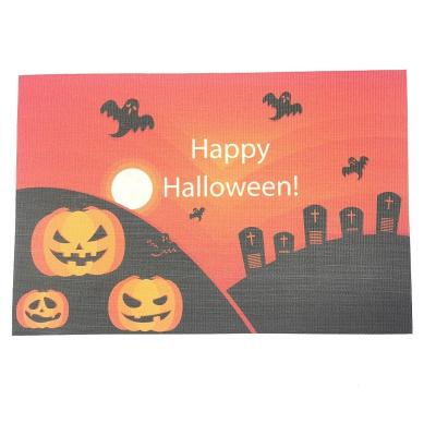 China Oilproof Happy Halloween Supplies High Quality PVC Place Mats Party Evil Table Mats Joky Print Ghost Tombstone Decoration Pumpkin Pads for sale