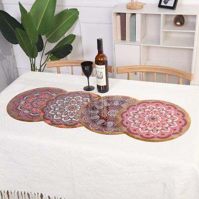 China 2022 High Quality PVC Halloween Party Supplies Around Crystal Flower Style Bohemian PVC Place Mats Decoration Tableware Pads for sale