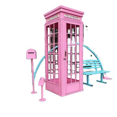 China Europe London Telephone Booth Mailbox Bench Direction Signals Handmade Decorative Craft Part Set 120cm 150cm 180cm 200cm 220cm 240cm for sale