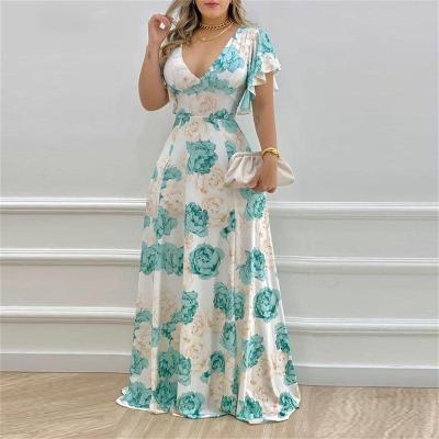 China Lady Clothes Womens Casual Anti-static Floral Leopard Summer Office Sexy Dress Plus Size Women For Wholesales Long Maxi Dresses for sale