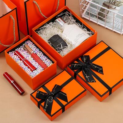 China 2021 hot selling recycled materials exquisite and cheap heaven and earth blanket gift boxes wholesale with ribbon bow for sale