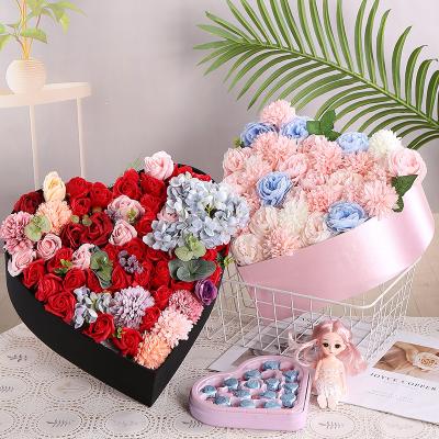 China Wholesale Recycled Materials 2021 Hot Sale Gift Box Black Color Heart Shaped With Bowknot Canvas Cover Paper Packaging for sale