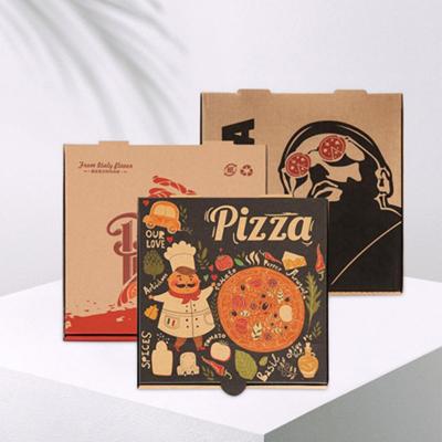 China Recycled Materials 2021 Custom Unique Colorful Printed Logo Depth Lock Corner Clay Coated Thin Pizza Box for sale