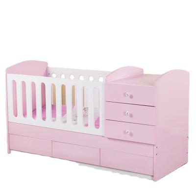 China Wholesale Durable Removable Furniture Toddler Baby Bedside Table Drawers Baby Crib Solid Wood Bed en venta