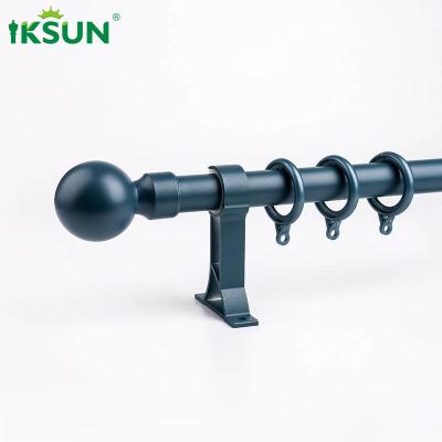 China 28mm Wall Mount Aluminium Curtain Pole Heavy Duty Morandi Blue Color for sale