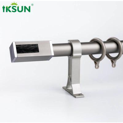 China OEM ODM Grey Metal Curtain Pole , Electrophoresis Single Window Curtain Rod for sale