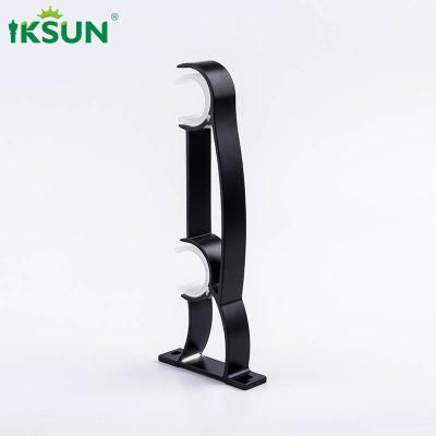 China Aluminium Black Double Curtain Rod Brackets For 28mm Window Curtain Rod for sale