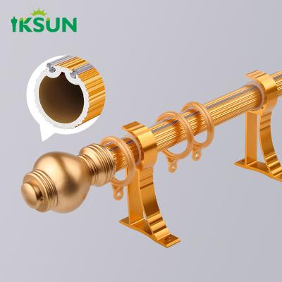 China Aluminium Window Curtain Rods Set Decorative Pipe Double Hotel Curtain Rod Bracket for sale