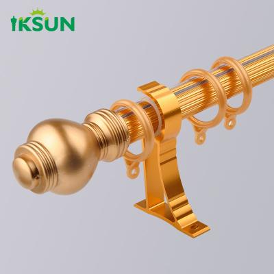 China Modern Nordic Rome Gold Telescopic Curtain Rod Double Pole Thick 1.2mm Aluminum Alloy Mute Punch Curtain Rod for sale