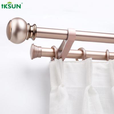 China Factory Double Curtain Pole Aluminum Alloy Smooth Mute Roman Rod With Fittings Set  For Dining Room for sale