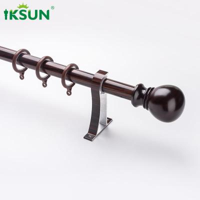 China Wooden Grain Metal Pipe Curtain Rod , Aluminium Curtain Pole 6063 Material for sale