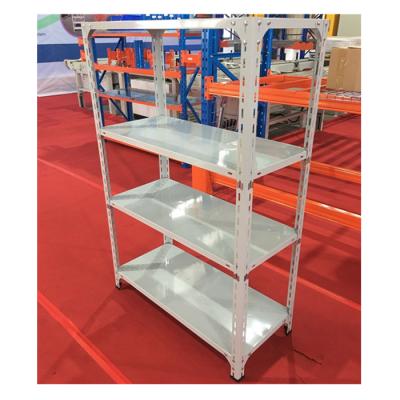 China Corrosion Protection Storage Shelf Light Duty Angle Steel Shelf L900*W300*H1800mm 4 Tiers Load 100Kgs Per Tier for sale