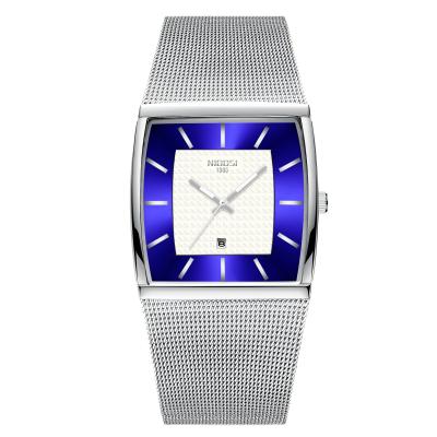 China Silver Indicator Mesh Strap Unique Design Chronograph Blue Face Cigarette Watch for sale