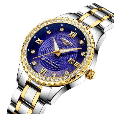 China Blue Face Diamond Ladies Fashion Chronograph Watch for sale