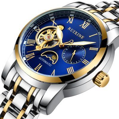 China Day/Date Ruixine Limited Discount Price Stainless Steel Strap Mens Wrist 5 Needle Luminous Quartz Mechanical Watch for sale