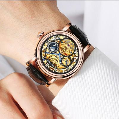 China Tourbillon Automatic Date Watch Custom Logo Luxury Brand See Through Transparent Classic Automatic Men's Watch R7318 for sale