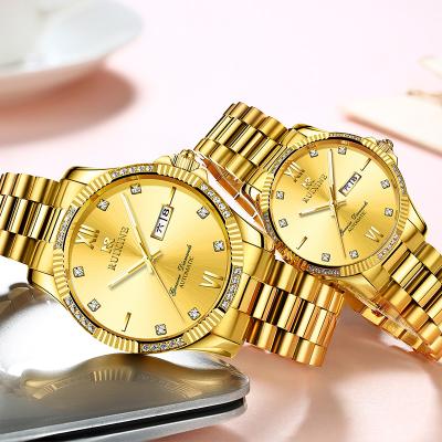 China Full Alarm Diamond 14K 18K Gold Stainless Steel Mechanical Watch R7123 for sale