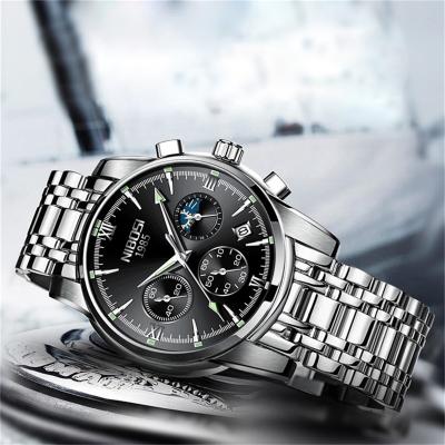 China NIBOSI 2516 date brand fashion automatic men watch luxury creative men's wristwatch quartz luminous male watches for sale