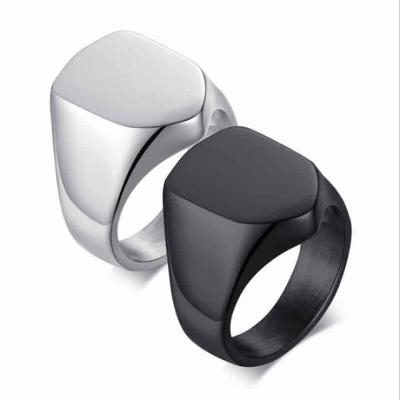 China Fashionable Men's Other Pentagonal Shield Ring Silver and Black Titanium Steel Soft Ring for sale