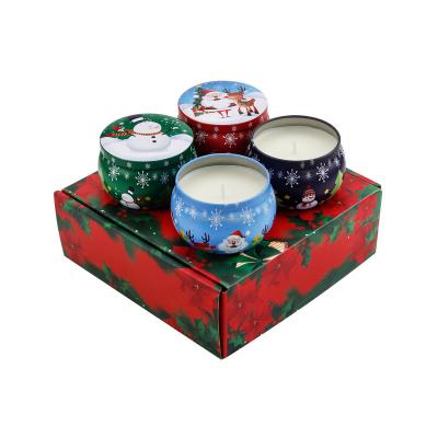 China Birthdays Christmas gift 4.4 oz tin packed private label scented candles luxury 4 cups set for sale