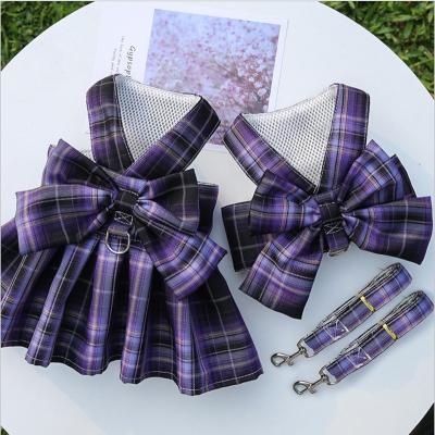 China Viable Dogs Edge Style Purple Cotton Material Dogs And Cats Cock Set With Pull Leash for sale