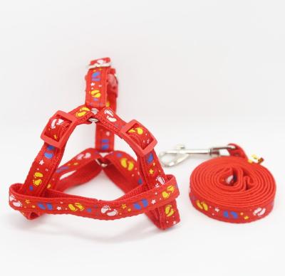 China Quick Release Printing Pattern Nylon Material Leash Small Dogs 1.0cm x 120cm Harness and Leash Set for sale