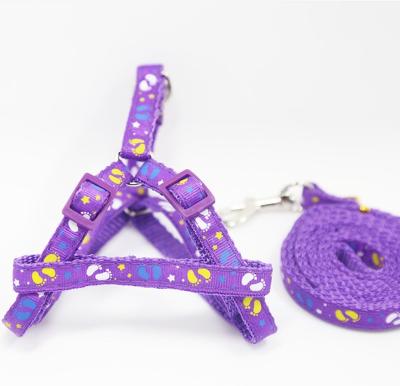 China Purple Dogs Leash 1.0cm /1.5cm X Quick Release Printing Pattern Nylon Material 120cm Small Dogs Harness And Leash Set for sale