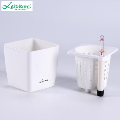 China Stylish Design Mini Desk Planter Plastic Smart Self-watering Square Flower Plant Pot For Indoor for sale