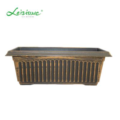 China Europe Leizisure Painted Rectangle Plastic Flower Pots Custom Ordinary Garden Vegetable Growing Plant Pot for sale