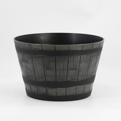 China Wooden Texture Leizisure Wine Barrel Storage Jar Wine Container Dark Wood Flower Pot for Nursery and Decoration for sale