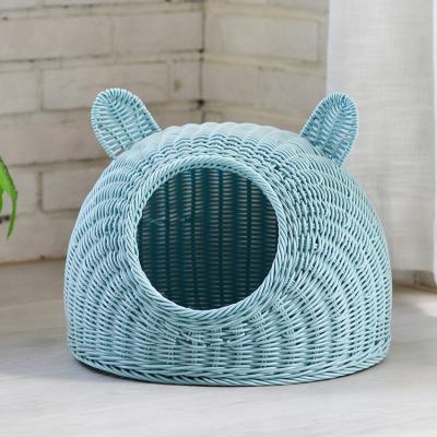 China Factory Supply High Quality Round Waterproof Cat Rattan Nest House for sale